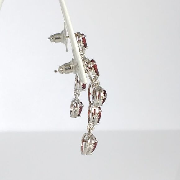 Genuine Garnet Chandelier Earrings Dangle 5.2 cttw - Picture 5 of 7
